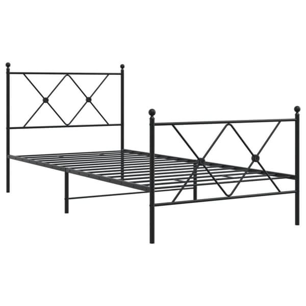 vidaXL Metallinen sängynrunko päädyillä musta 90x190 cm
