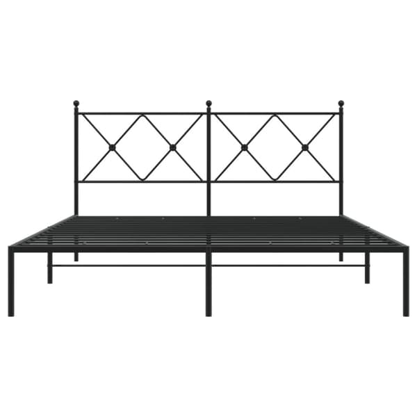 vidaXL Metallinen sängynrunko päädyllä musta 150x200 cm