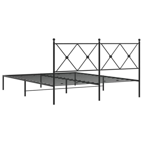 vidaXL Metallinen sängynrunko päädyllä musta 150x200 cm