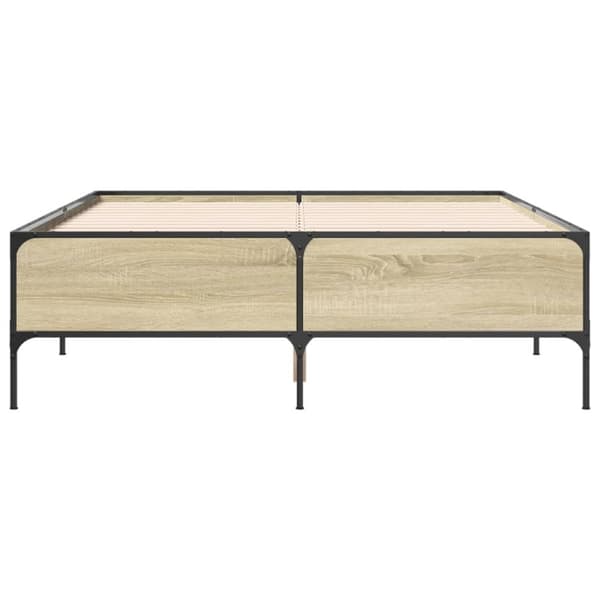 vidaXL sengestel 160x200 cm konstrueret træ og metal sonoma-eg