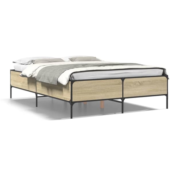 vidaXL sengestel 160x200 cm konstrueret træ og metal sonoma-eg