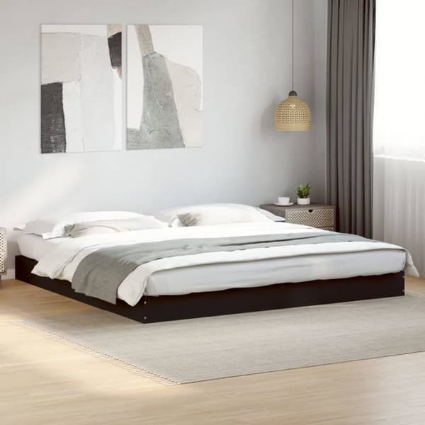 vidaXL sengestel 180x200 cm konstrueret træ sort