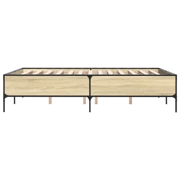 vidaXL sengestel 120x190 cm konstrueret træ og metal sonoma-eg
