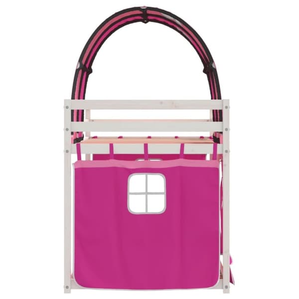 vidaXL Loftsäng med rutschkana rosa 75x190 cm massiv furu