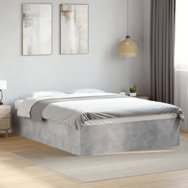 vidaXL Sängynrunko betoninharmaa 135x190 cm tekninen puu