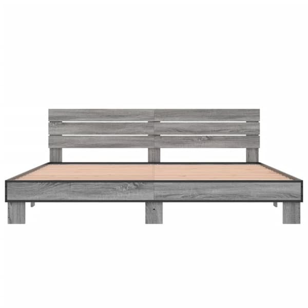 vidaXL sengestel 200x200 cm konstrueret træ og metal grå sonoma-eg