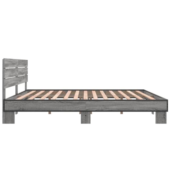 vidaXL sengestel 200x200 cm konstrueret træ og metal grå sonoma-eg