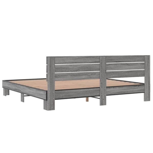 vidaXL sengestel 200x200 cm konstrueret træ og metal grå sonoma-eg