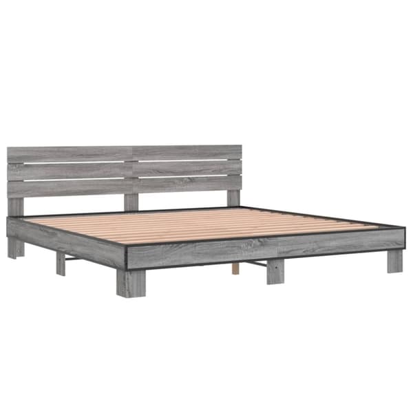 vidaXL sengestel 200x200 cm konstrueret træ og metal grå sonoma-eg