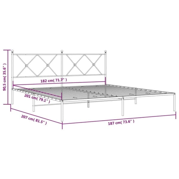vidaXL Sengeramme i metall med sengegavl svart 180x200 cm