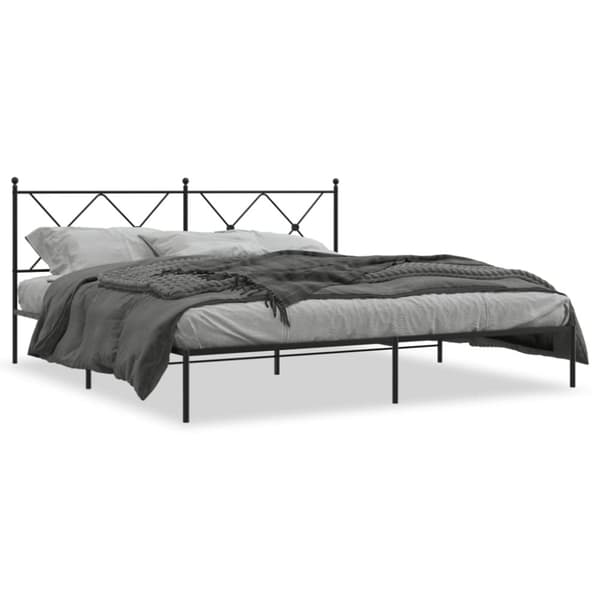 vidaXL Sengeramme i metall med sengegavl svart 180x200 cm