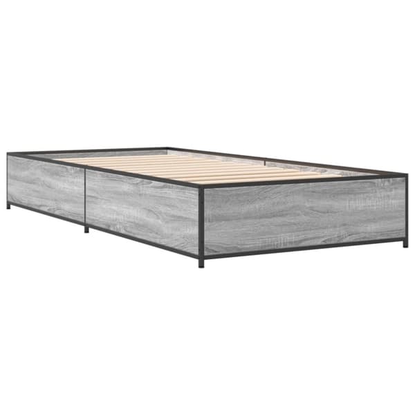 vidaXL Sengeramme grå sonoma 90x200 cm konstruert tre og metall
