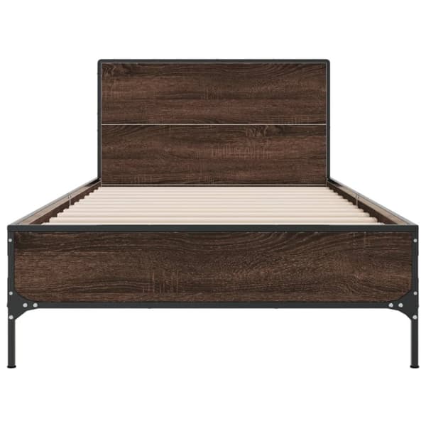 vidaXL Sengeramme brun eik 75x190 cm konstruert tre og metall