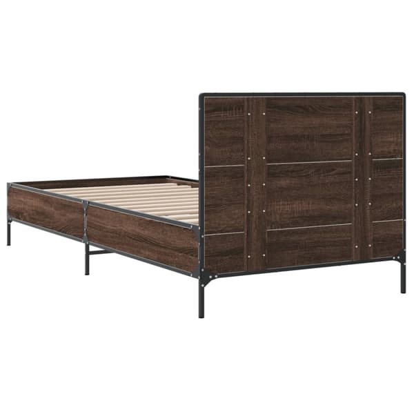 vidaXL Sengeramme brun eik 75x190 cm konstruert tre og metall