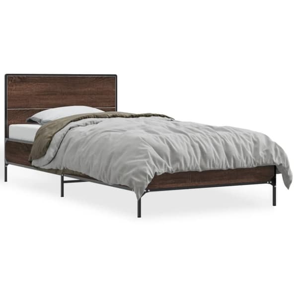 vidaXL Sengeramme brun eik 75x190 cm konstruert tre og metall