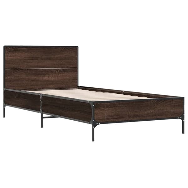 vidaXL Sengeramme brun eik 75x190 cm konstruert tre og metall
