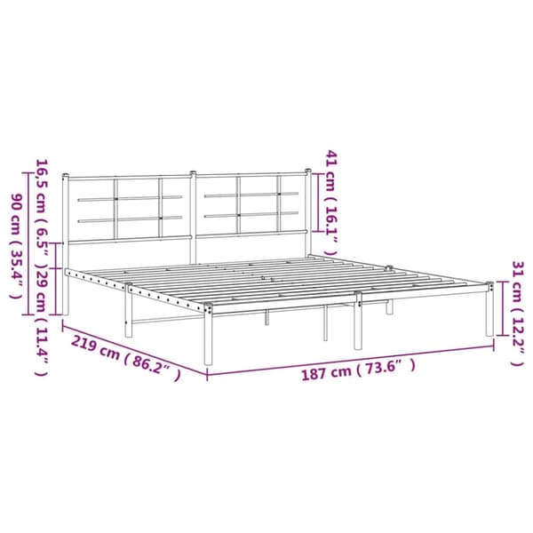 vidaXL sengeramme med sengegavl 183x213 cm metal sort