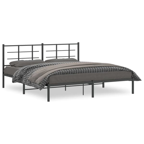vidaXL sengeramme med sengegavl 183x213 cm metal sort