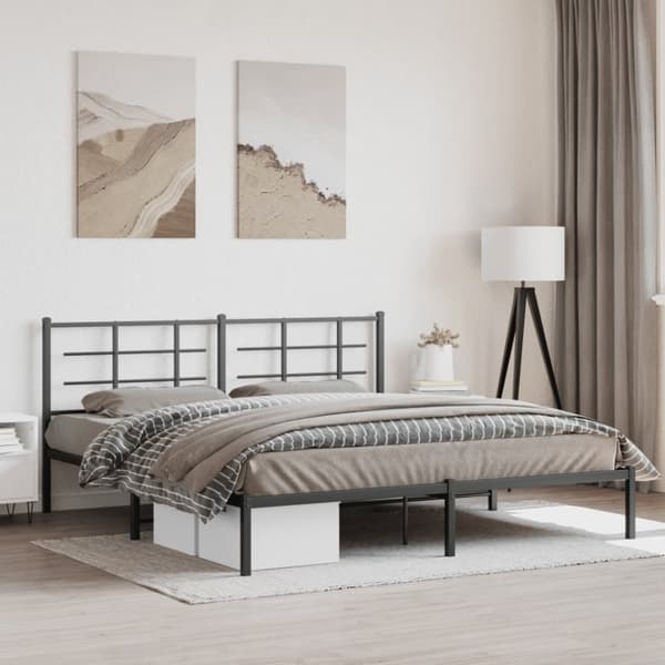 vidaXL sengeramme med sengegavl 183x213 cm metal sort