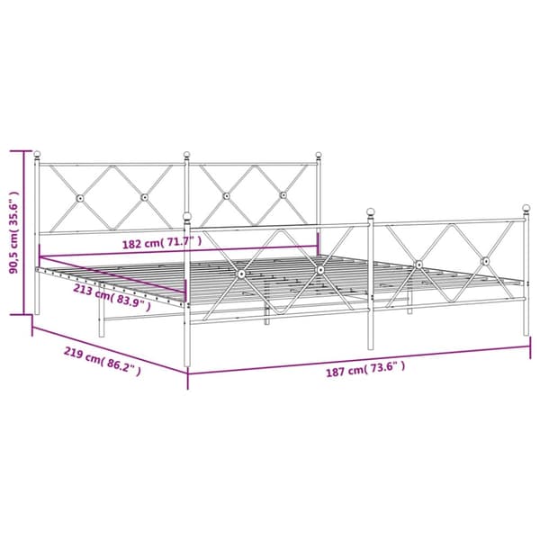 vidaXL sengeramme med sengegavl og fodgærde 183x213 cm metal sort