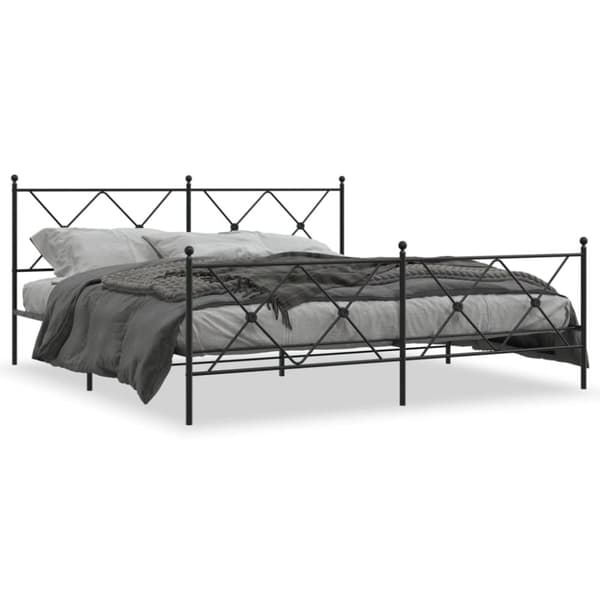 vidaXL sengeramme med sengegavl og fodgærde 183x213 cm metal sort