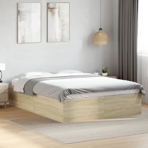 vidaXL sengestel 120x190 cm konstrueret træ sonoma-eg