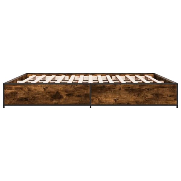 vidaXL Sengeramme røkt eik 200x200 cm konstruert tre og metall