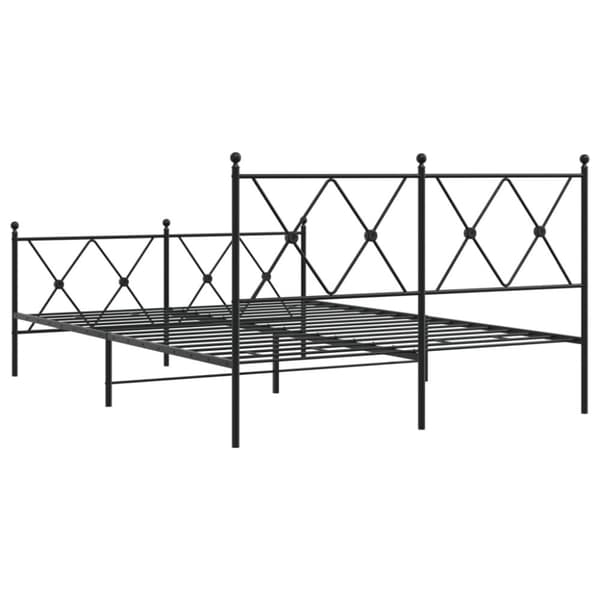 vidaXL Sengeramme i metall med hode- og fotgavl svart 137x190 cm