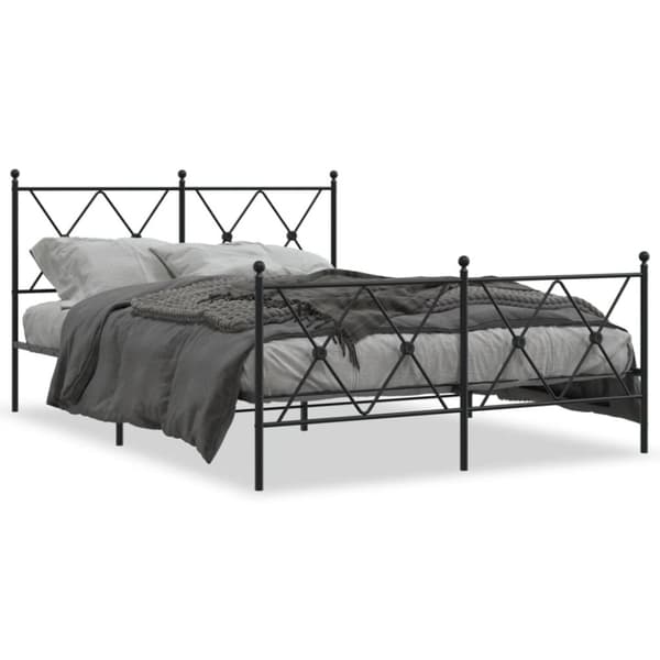 vidaXL Sengeramme i metall med hode- og fotgavl svart 137x190 cm