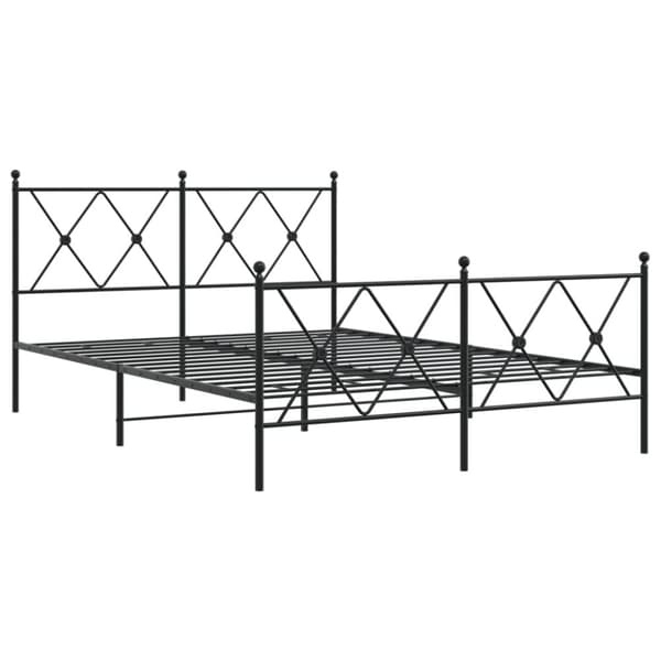 vidaXL Sengeramme i metall med hode- og fotgavl svart 137x190 cm