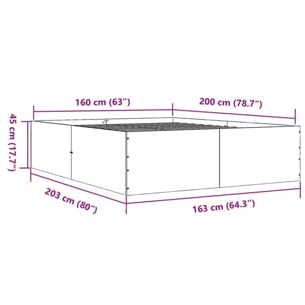 vidaXL sengestel 160x200 cm konstrueret træ sonoma-eg