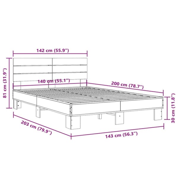 vidaXL Sengeramme svart 140x200 cm konstruert tre og metall