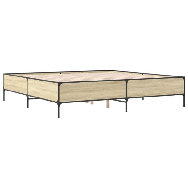 vidaXL sengestel 180x200 cm konstrueret træ og metal sonoma-eg