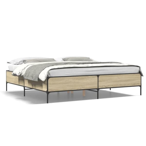 vidaXL sengestel 180x200 cm konstrueret træ og metal sonoma-eg