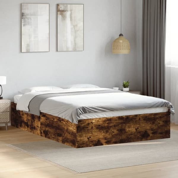 vidaXL Sengeramme røkt eik 120x190 cm konstruert tre