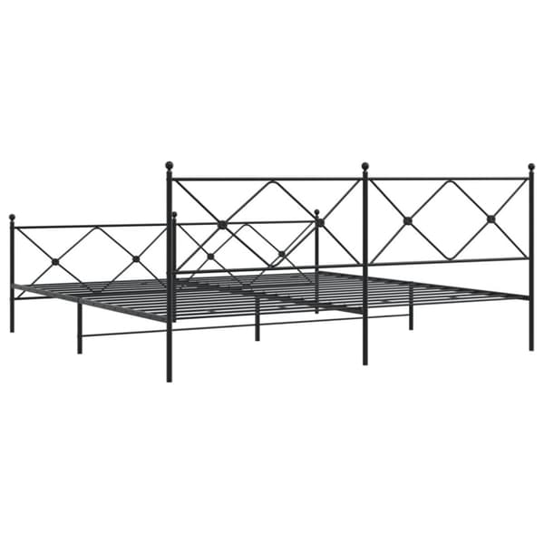 vidaXL Sengeramme i metall med hode- og fotgavl svart 200x200 cm