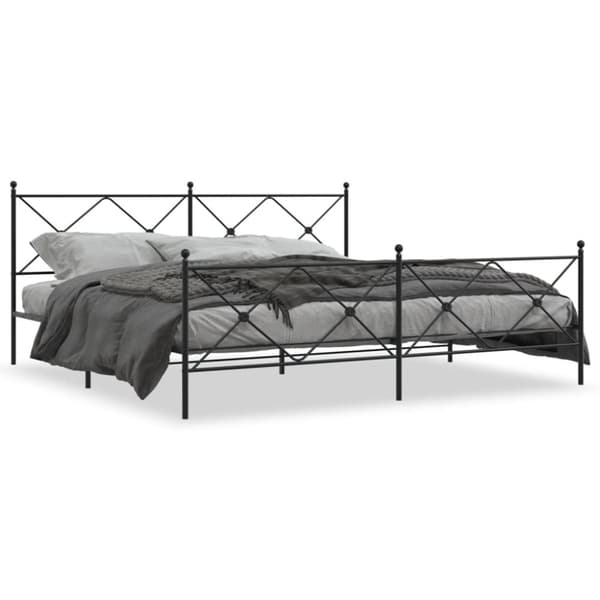 vidaXL Sengeramme i metall med hode- og fotgavl svart 200x200 cm