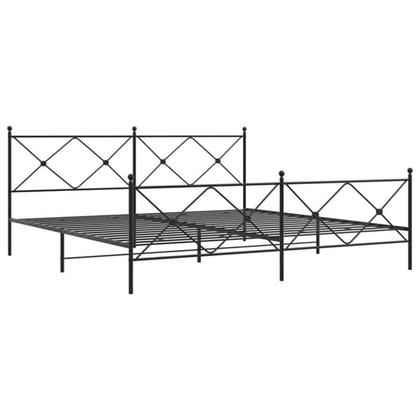 vidaXL Sengeramme i metall med hode- og fotgavl svart 200x200 cm