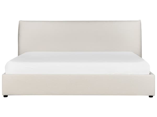 Seng Off White Boucle 180 x 200 cm Moderne To Mands Seng med Opbevaring Blød Sengegavl Dobbeltseng Sengeramme Retro Design