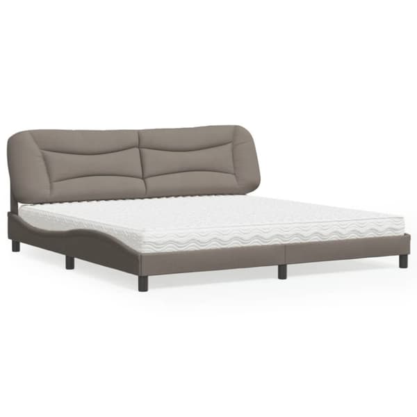 vidaXL seng med madras 200x200 cm stof gråbrun