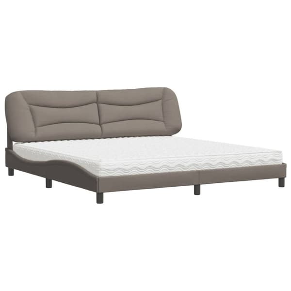 vidaXL seng med madras 200x200 cm stof gråbrun
