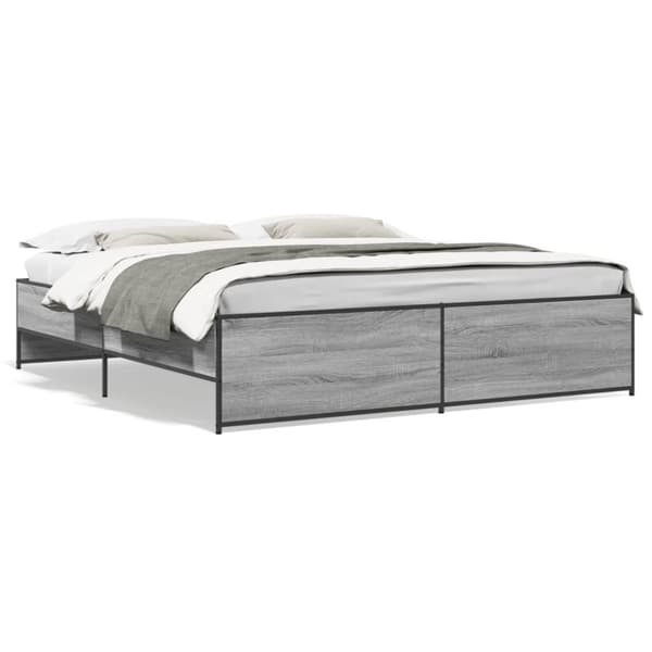 vidaXL sengestel 200x200 cm konstrueret træ og metal grå sonoma-eg