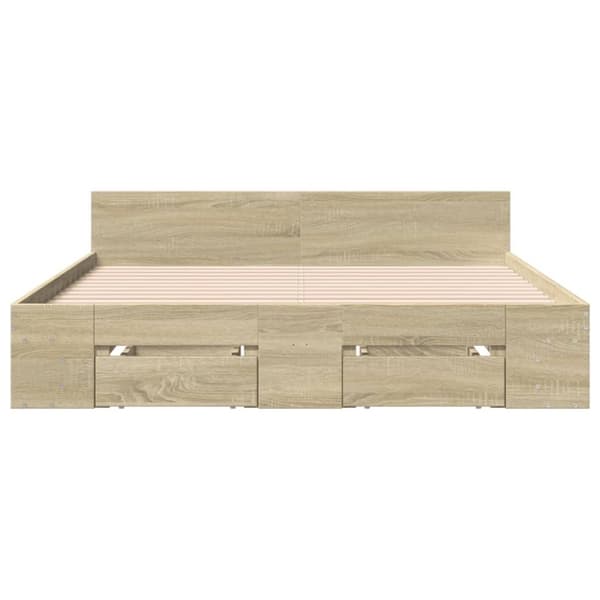 vidaXL sengeramme med skuffer 140x200 cm konstrueret træ sonoma-eg