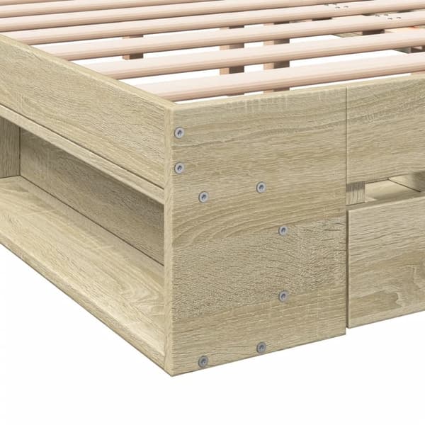 vidaXL sengeramme med skuffer 140x200 cm konstrueret træ sonoma-eg