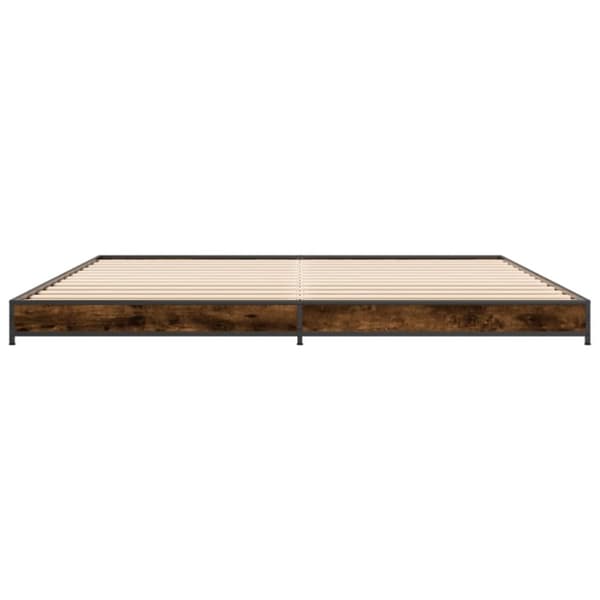 vidaXL Sängynrunko savutammi 200x200 cm tekninen puu ja metalli