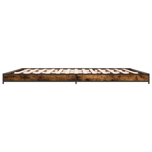 vidaXL Sängynrunko savutammi 200x200 cm tekninen puu ja metalli