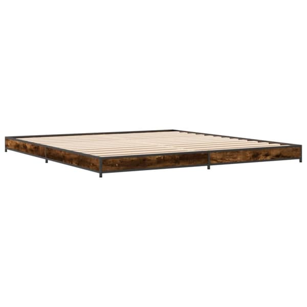 vidaXL Sängynrunko savutammi 200x200 cm tekninen puu ja metalli