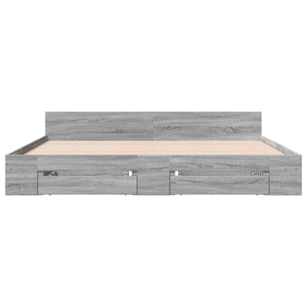 vidaXL Sängynrunko laatikoilla harmaa Sonoma 200x200 cm tekninen puu