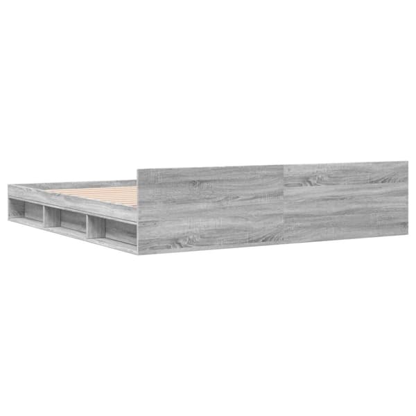 vidaXL Sängynrunko laatikoilla harmaa Sonoma 200x200 cm tekninen puu