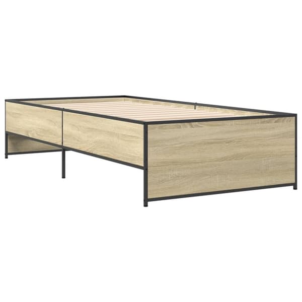 vidaXL Sengeramme sonoma eik 75x190 cm konstruert tre og metall